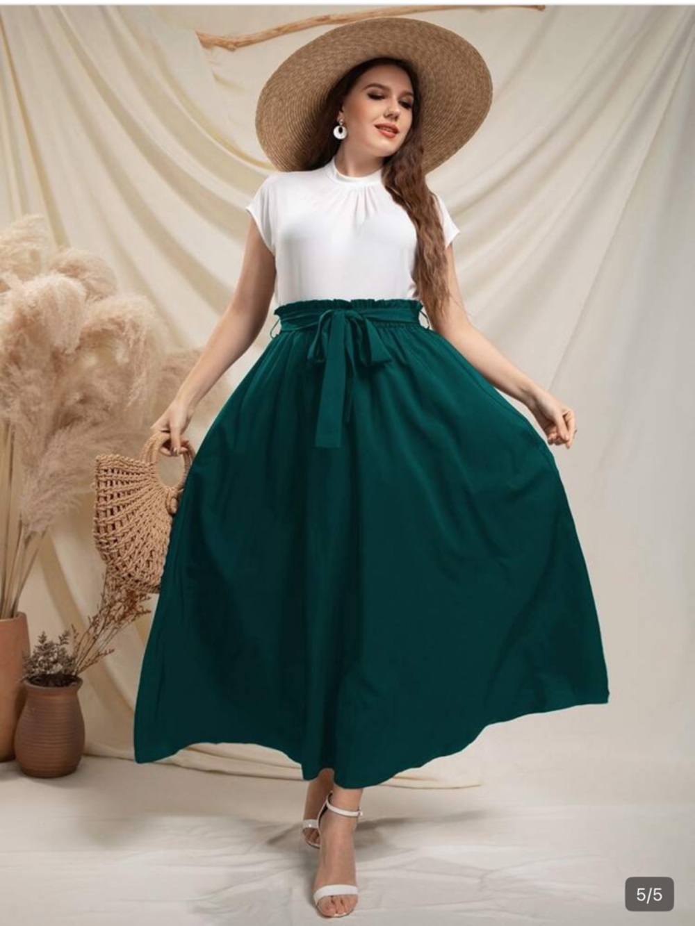 High-Waist Teal Maxi Skirt with Waist Tie